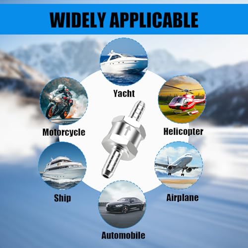 4 Stück Rückschlagventil Aus Aluminium 6 8 10 12mm für Kraftstoff Benzin Diesel Öl, Einweg-Ventil für Niederdruck Vergaser Systeme Auto Motorrad Boot, Aluminium-Kraftstoffschlauch