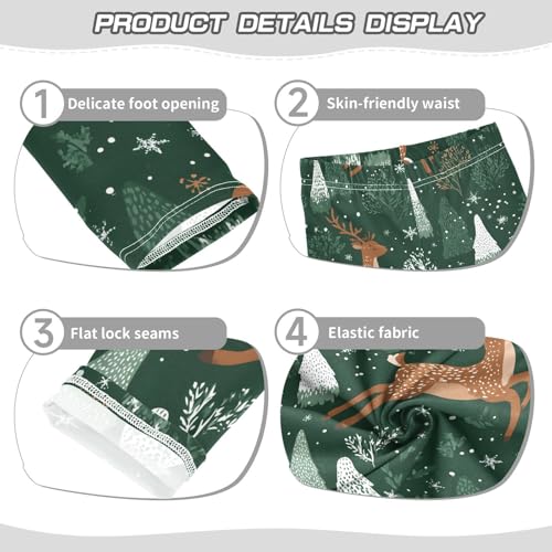 Deer Snowflakes Tree Girls Leggings Ultra Soft Compression Yoga Gym Pants for Kids 4-10T3