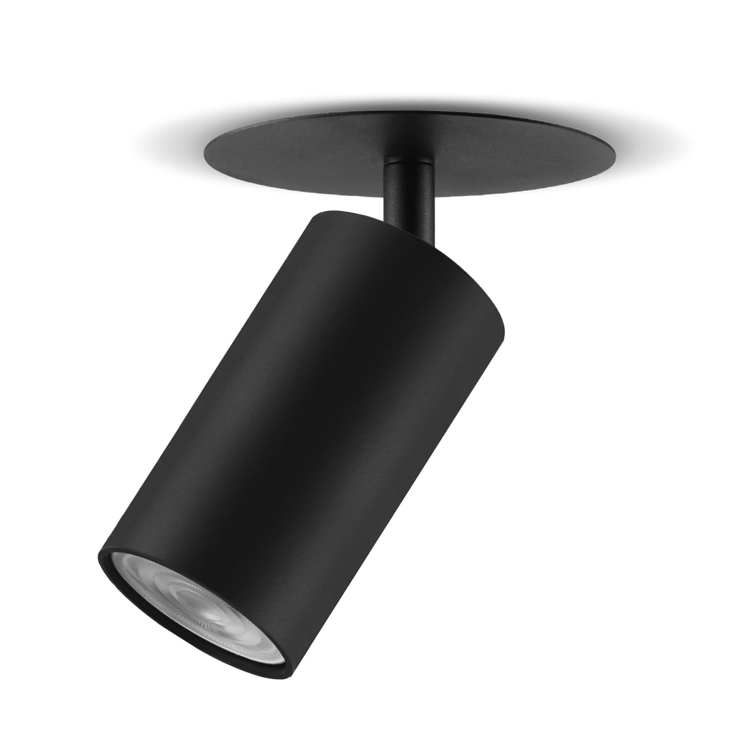Maclean Black Flush Mount/Tube Luminaire, Spot, Round, Aluminum, Gu10, 55X130mm, Color, Mce364 B+Led Bulb Gu10 7W Energy Mce437 Ww Warm White 3000K, 220-240V~, 50/60Hz, 490Lm