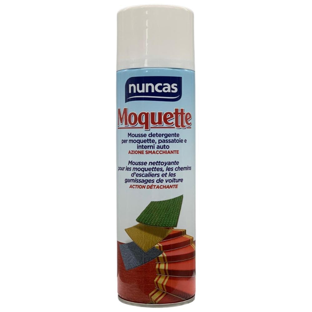 Mousse Detergente per Moquette, Passatoie e Interni Auto, Azione Smacchiante 500ml (4 Unità)