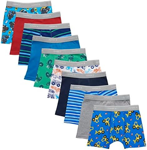 Hanes boys Hanes Boys' and Toddler Comfort Flex Waistband Multiple Packs Available (Assorted/Color Boxer Briefs, 10 Pack - Prints/Stripes/Solids Assorted, 4 US