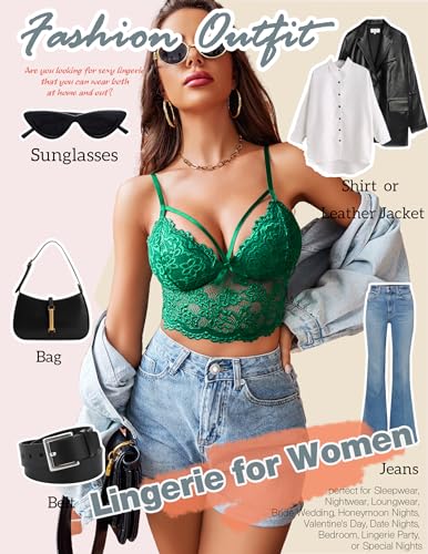 Image of Avidlove Lace Bralette for Women Lingerie Spaghetti Adjustable Strap Tank Camisole Crop Top