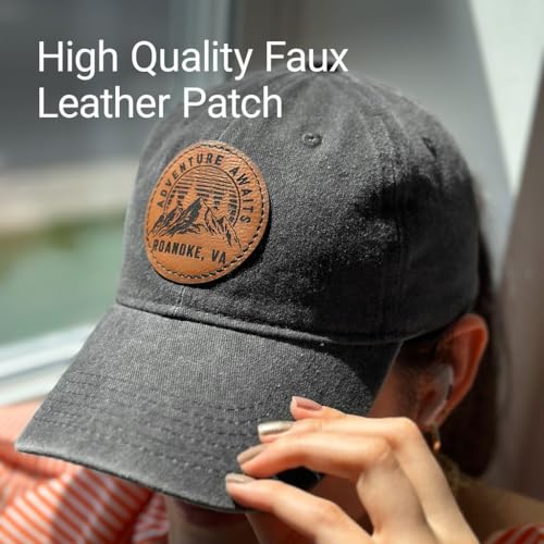 Gorra unisex de béisbol con parche de cuero grabado miniatura 2