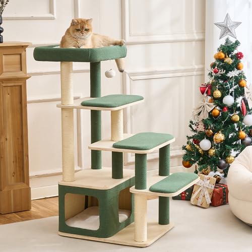 Árbol rascador de madera moderno para gatos grandes miniatura 1