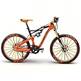 WDKXCN Finger Fahrrad Modell, 1: 8 Mountainbike Modell, Fahrrad Spielzeug, Finger Bike Ornamente für Wohnzimmer Tischdeko Büro, Miniatur Fahrrad Modell für Fahrradliebhaber(Orange)