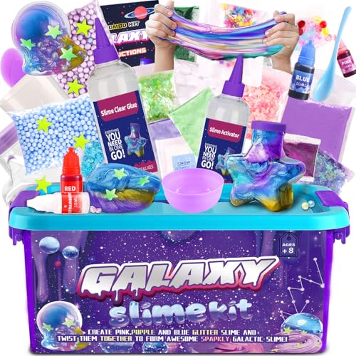 BOOM DIY Slime Kit for Kids Galaxy Slime Kit for Boys Girls Ultimate Metallic Slime Making Set for Kids Ages 6-12 D.I.Y. Glow Galactic Fun Slime Gifts Ideal Birthday Gift for Children