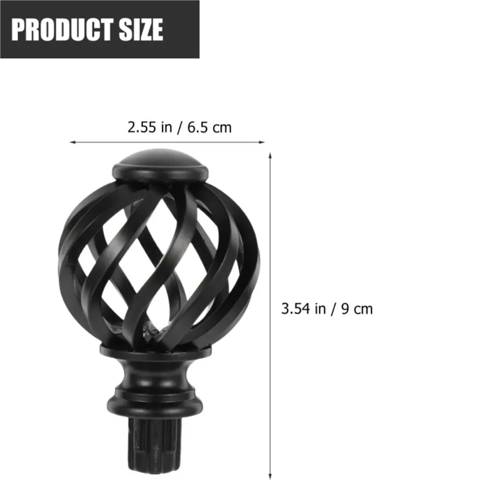 końcówki karniszy, Końcówki drążków do zasłon do drążków 3/4 cala, 2 sztuki, srebrne, czarne(Black)