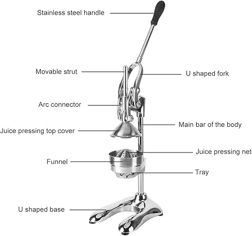 Miniatura 2 de Exprimidor manual de acero inoxidable, diseño separado, exprimidor presionado a mano, prensa de frutas con base en forma de U