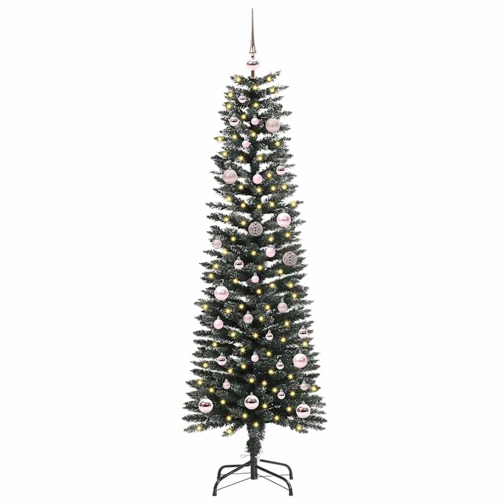 Sztuczna choinka, zielona, 150 cm, z 150 diodami LED o ciepłej białej barwie światła, czubkami PCW, składanym stojakiem i przyłączem USB, do użytku wewnątrz i na zewnątrz