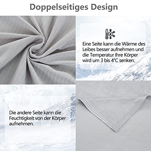 WONGS BEDDING Kühldecke Sommerdecke 2 in 1 doppelseitig mit Japanische Arc-Chill Q-Max 0,43 selbstkühlende Decke weiche Reisedecke leichte Sofadecke Wohndecke Grau 150x200cm