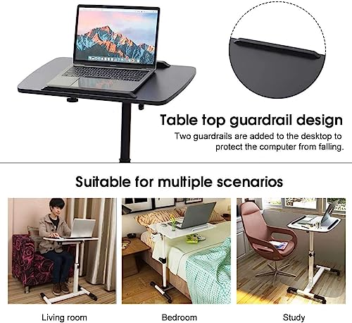 Table de lit inclinable et bureau mobile réglable avec roulettes