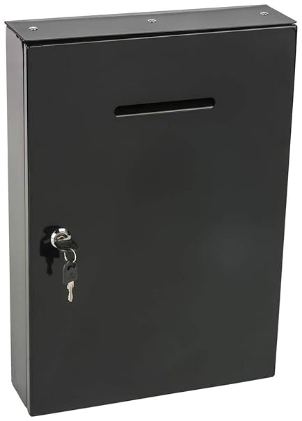 THE BESTSELLERS Wall Mounted Secure Lock Drop Box, Holds Ballot/Envelope - Black