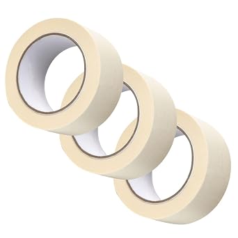 GTSE Masking Tape, 3 Pack, 2 inches x 55 Yards 164 ft, General Purpose Beige Multi-Surface Tape for Painting, Labeling and Craft, 3 Rolls