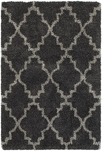 Oriental Weavers Henderson Shag Area Rug - 092K1-6'7" x 9'6" - in Charcoal/Grey - Plush Soft Shag, Modern Style, Stain Resistant, Cushion Feel, Dining, Living Room Rug