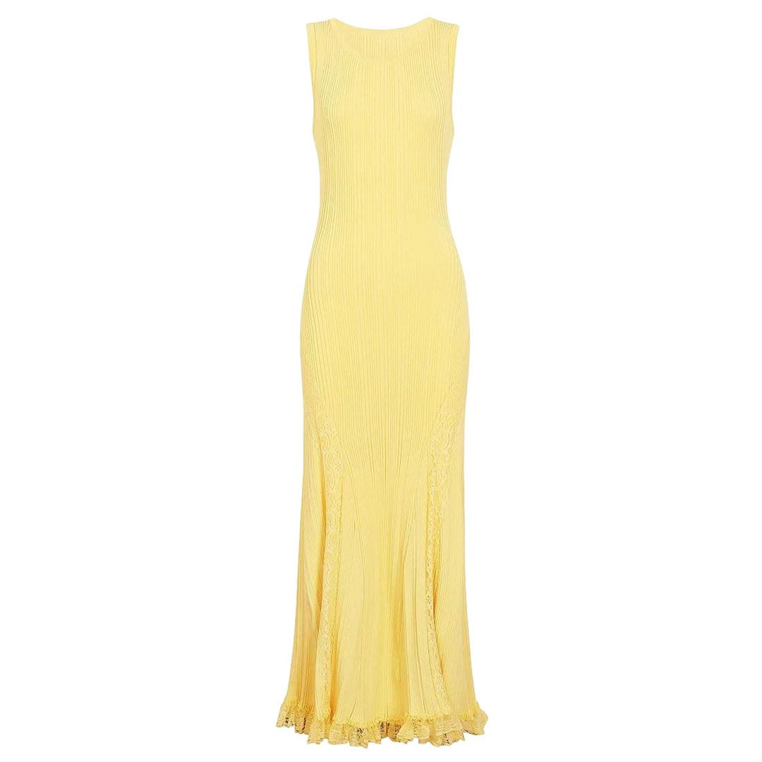 Vestido de fiesta de noche para mujer, sin mangas, largo, de encaje, ajustado, color morado y rosa
