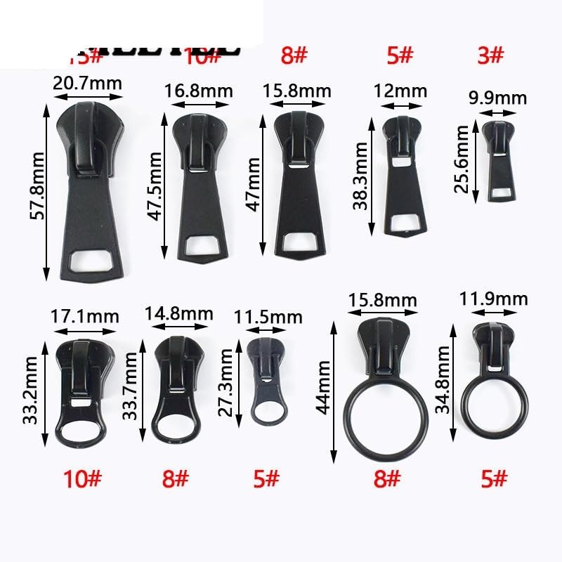 Kit de reparación de cremalleras, 5 deslizadores de cremallera for ropa, chaquetas, cremalleras, extractores de cabeza, kits de reparación de costura, suministros de bricolaje, accesorios.(Zt022 No15)
