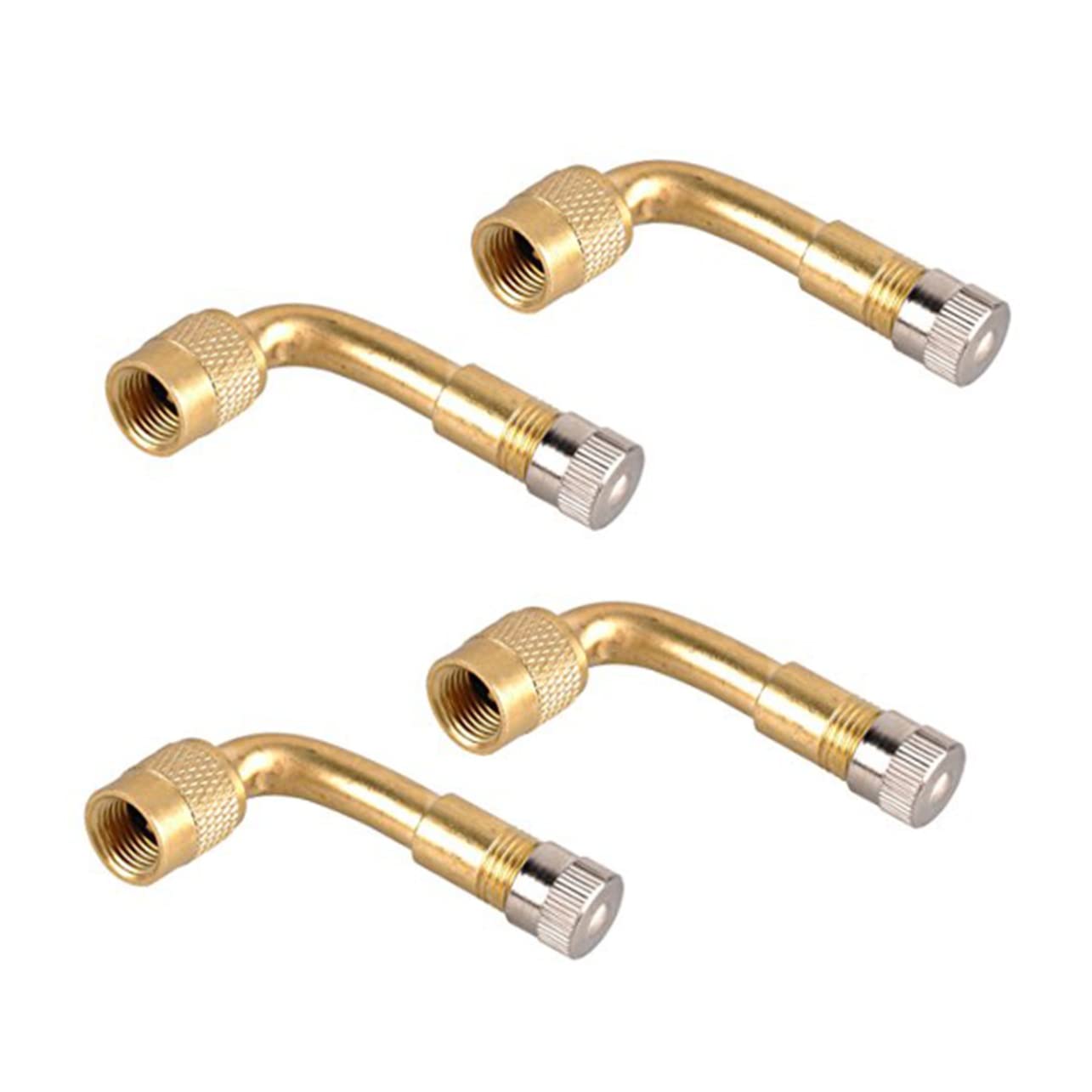 PRETYZOOM 4Pcs Yellow Car Motorcycle Scooter Valve Stem Extension Adapter Tire Inflator for Bike and Motorcycle Use Easy Installation Durable Material