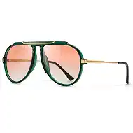 SUNGAIT Oversized Aviator Sunglasses Women Stylish Tangle Free Pilot Shades Retro Gold Metal Accents & Muti-color UV400 Lens