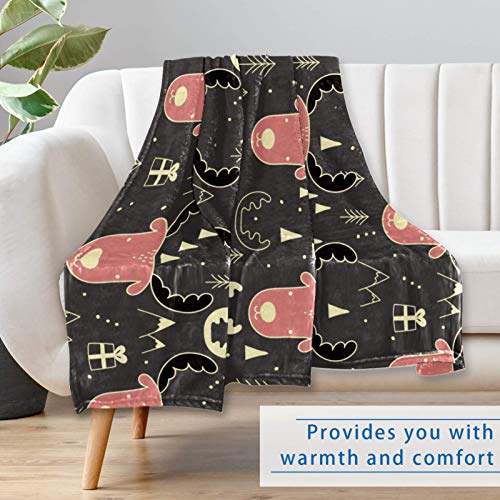 Couverture douce de qualité supérieure motif élan lit et canapé 150x100