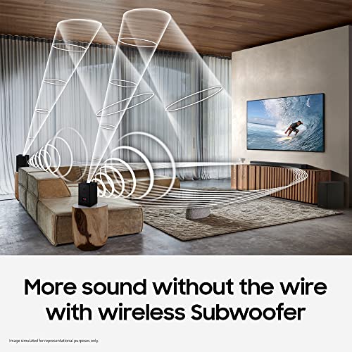 Image of Samsung Q-Symphony Soundbar (HW-Q600B /XL), USB, Bluetooth with 3.1.2 Channel, Wireless Subwoofer, and 2 Up-Firing Speakers, Dolby Atmos Music (Black)