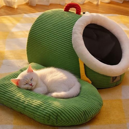 Lit fermé pour chat avec coussin lavable maison chaude d'intérieur