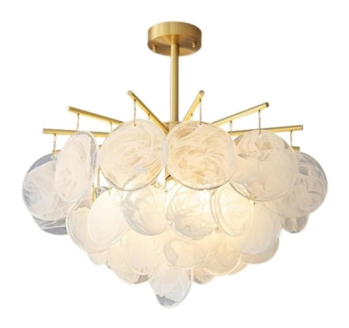 CVdrtyED Kitchen Chandeliers Ceiling Light Glass Chandelier Copper Ceiling Light American Pendant for Bedroom Kitchen Living Room Dining Hanging Lamp(Gold,60cm)