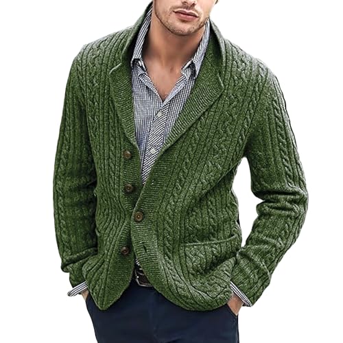 Cardigan à col châle boutonné en laine fine pour homme distingué