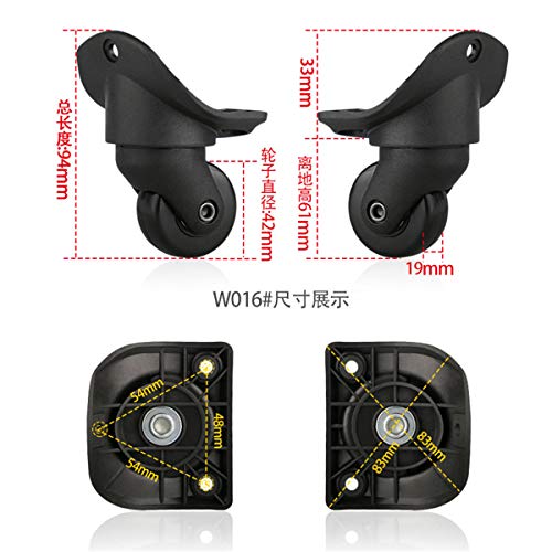 Suitcase Replacement Caster Wheels, 360 Degree Swivel Mute Repair Replacement Luggage Wheel Suitcase Wheels Parts Spinner(Set of 2 Pair)2