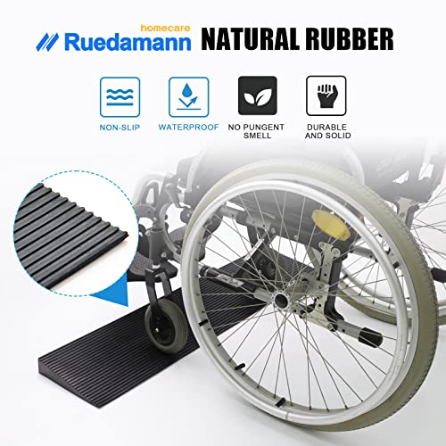 Ruedamann 0.6" Rise Threshold Ramp,1500 Lbs Capacity, 35.4" Wide Natural Rubber Power Wheelchair Ramp Scooter, Non-Slip Solid Rubber Threshold Ramp For Doorways,Driveways,Bathroom,Cuttable #TOP3
