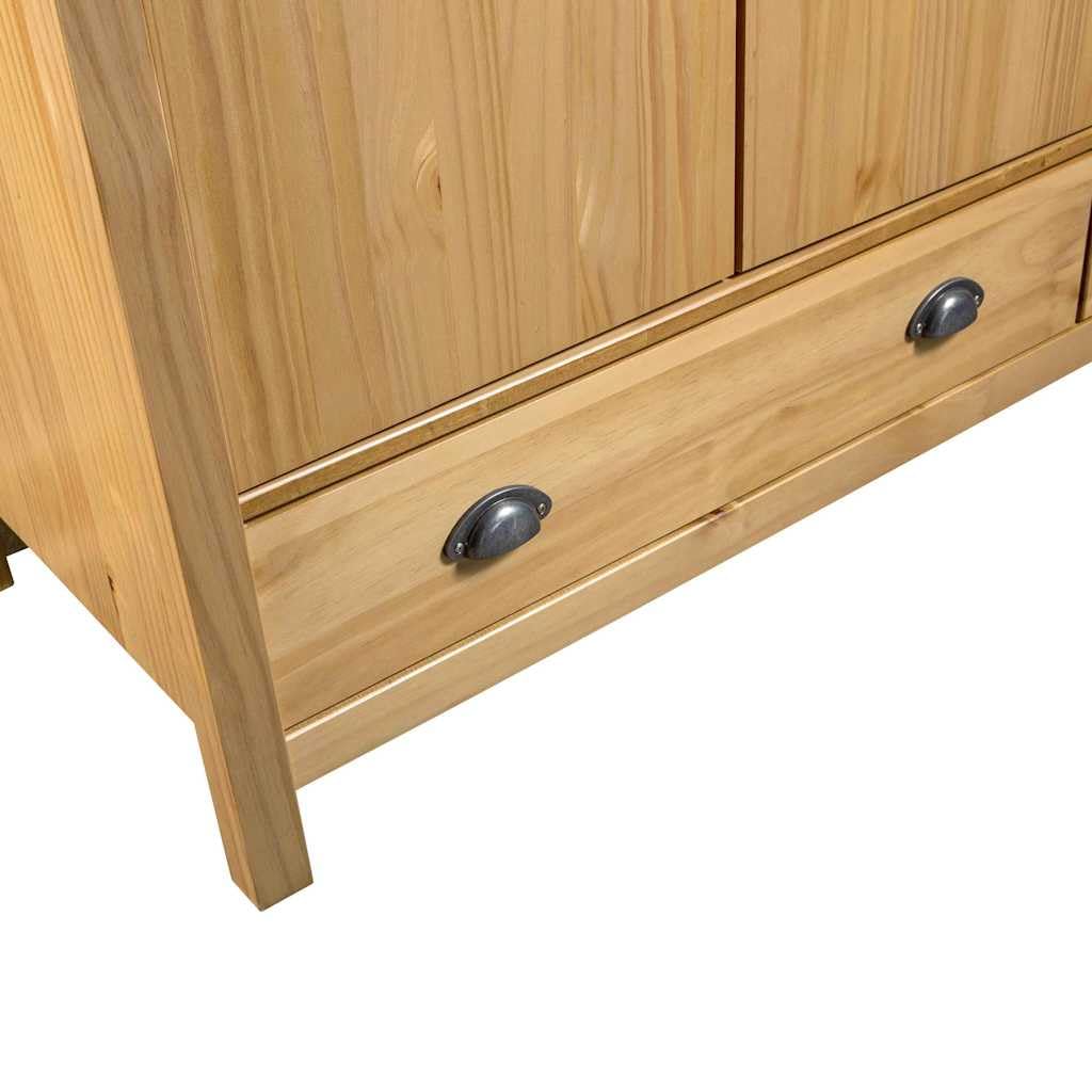 Hill - Armadio con 3 ante, 127 x 50 x 170 cm, in legno massello di pino con cassetti e mensola, per camera da letto, corridoio, cameretta dei bambini