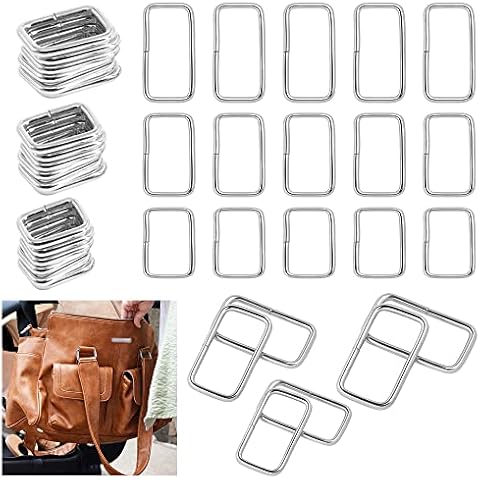 RMENOOR 60 Pcs Metal Rectangle Ring, 3 Size Heavy Duty Metal Rectangle Buckle Non-Welded Rectangle Buckle Ring Webbing Belts Buckle for Bags, Backpacks, Luggage Bags, Wallets, Belts(25/32/38mm) Cover