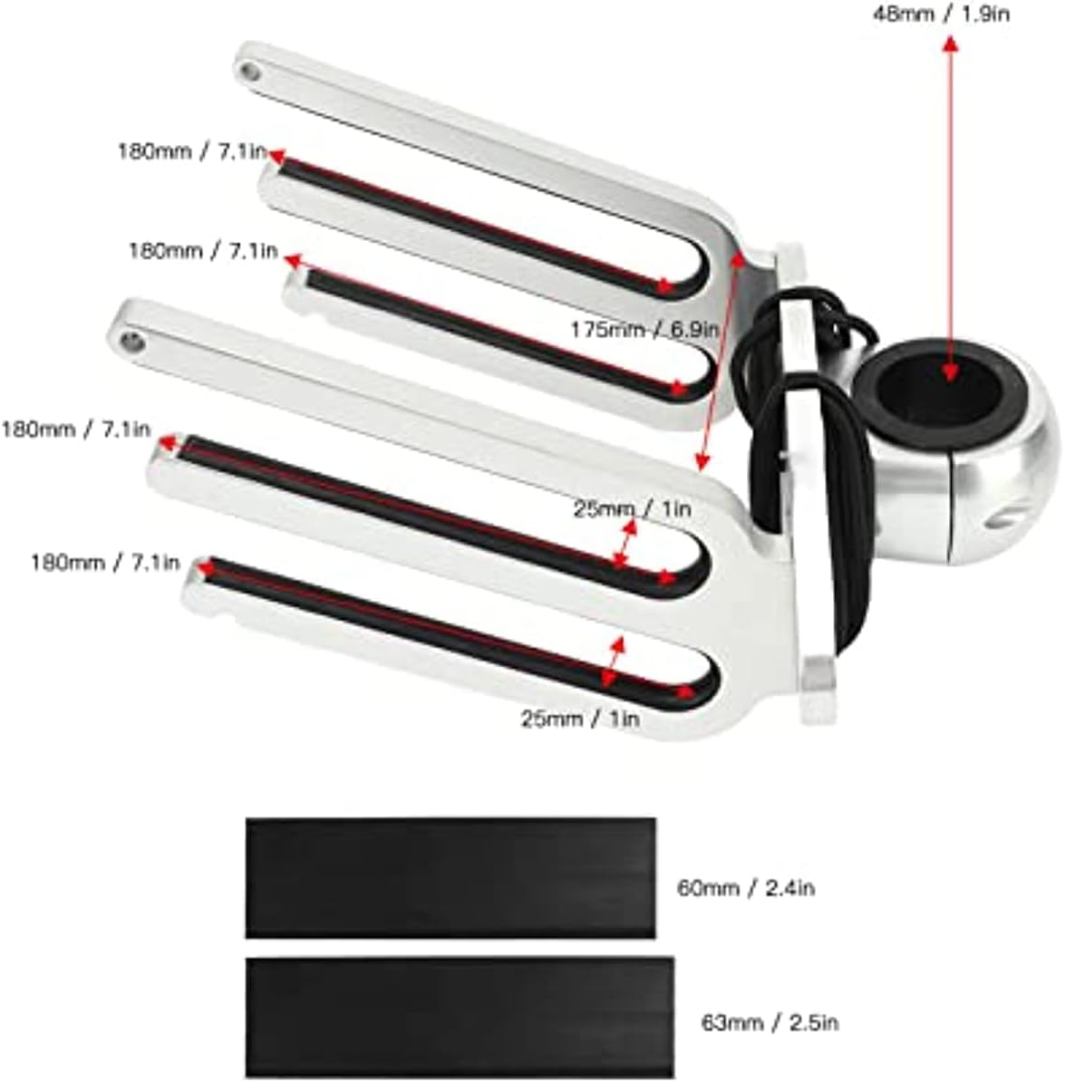 Upgrade Your Wakeboarding Experience with Our Adjustable Angle Wakeboard Tower Rack - Holds 2 Boards, Fits 1.89in-2.48in Clamp Tubing, Made of Polished Aluminium Alloy