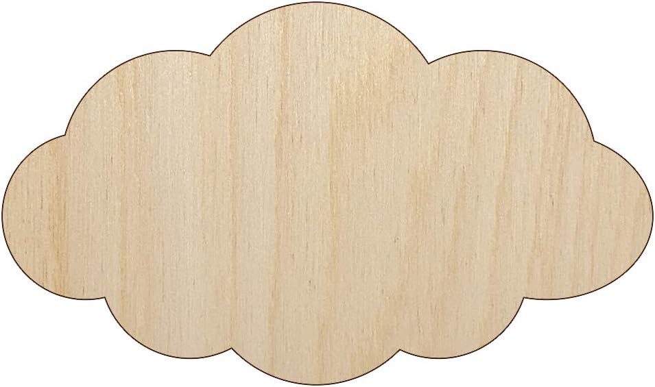 Cloud Solid Unfinished Wood Shape Piece Cutout for DIY Craft Projects - 1/8 Inch Thick - 6.25 Inch Size