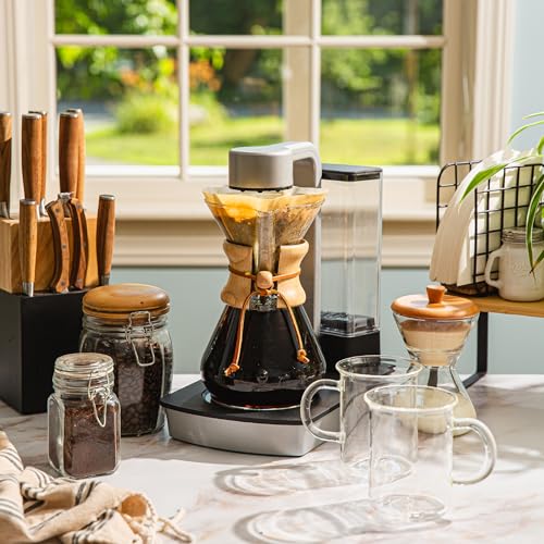 Image of Chemex Ottomatic Pour Over Coffee Maker Set, 40 oz Capacity - Automatic Pour Over Machine with 6 Cup Glass Coffeemaker, Specialty Drip Brewer, Barista Quality Coffee System