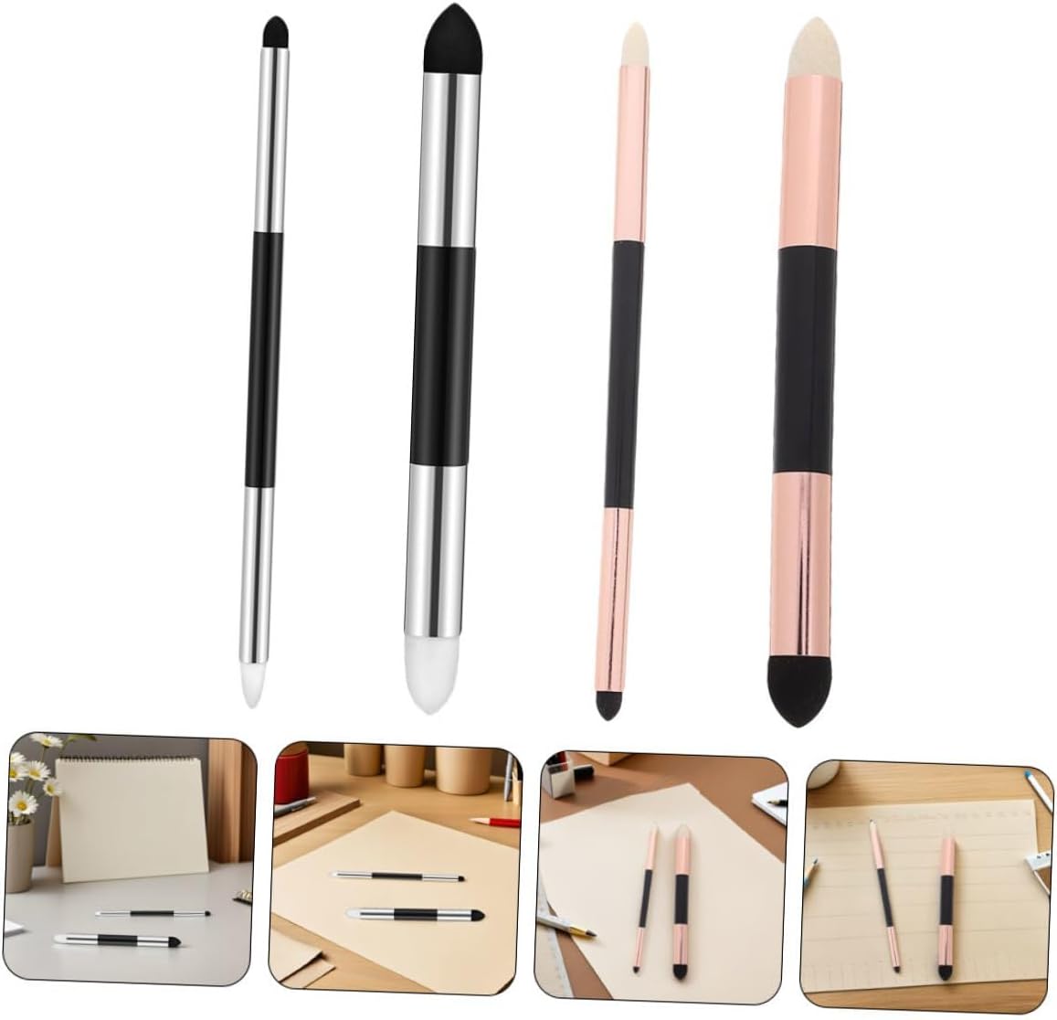 12pcs Double Headed Drawing Sponge Blender Pen for Artists Washable Reusable Blending Tools for Smooth Highlight Shadow Correction Sketching Rubbing Stump for Pastel Art
