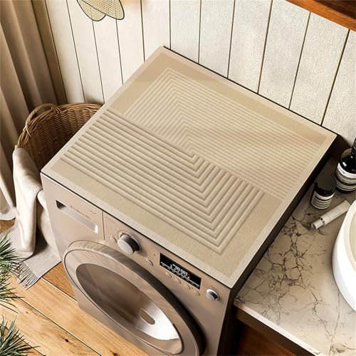 Highdi Housse de Protection pour Machine à Laver Top Design Moderne,Coussin de Machine à Laver Antidérapant Housse de Machine à Laver pour Machine à Laver Ou Sèche-Linge (Marron Clair,65x90cm)