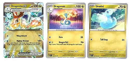 Dragonite ex - Tera - 159/197 Double Rare - Obsidian Flames - Lote de 3 cartas Pokemon Evolution