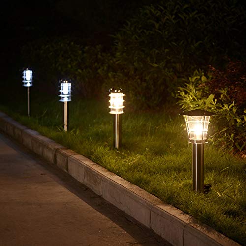 Modern Simple Silver Outdoor Waterproof E27 Post Lights Europese RVS Column Lampen Lawn Landscape Garden Park Home Villa Lighting Pillar Lights (Color : Solar-A) (Gemeentelijke elektriciteit - Afbeelding 6