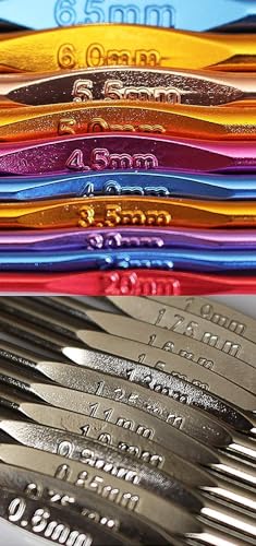 Image of VIRADHAM 22-Piece Mixed Aluminum & Steel Crochet Hooks Set - Ergonomic Handles, Knitting & Weaving Needles for Yarn, Crafting Tools with Zipper Case (22 Pcs Multicolor)