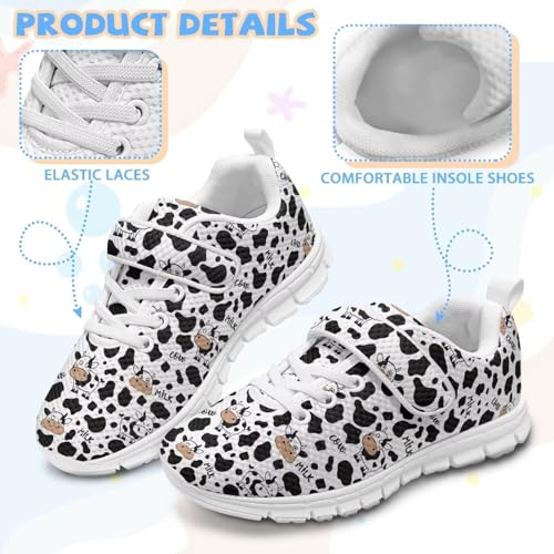 Kids Walking Shoes Breathable Lace-Up Tennis Sneakers Boys Girls Lightweight Elastic Shoes for Sport US 11-15 White Sole4