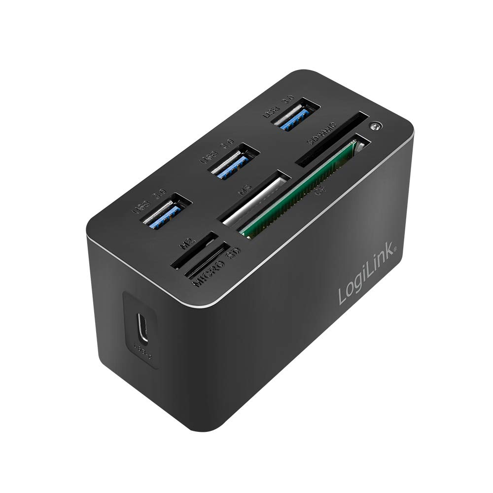 LogiLink CR0046 USB 3.2 Gen 1 Card Reader for MS/SD/M2/microSD/CF Cards and 3x USB Black