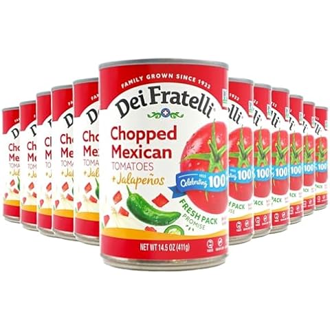 Dei Fratelli Chopped Mexican Tomatoes with Jalapenos (14.5 oz. Cans, 12 pack) - Vine-Ripened – Non GMO, Gluten-Free Cover