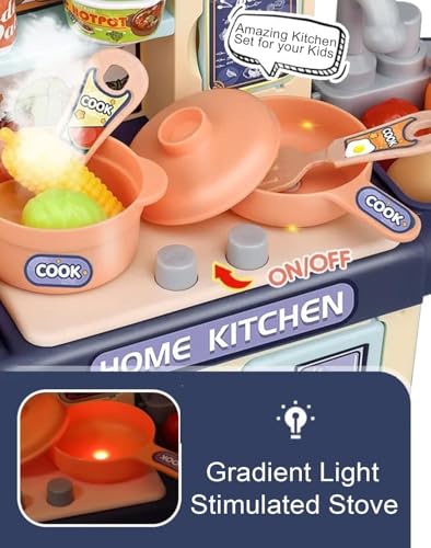 Image of Modern Kitchen Playset Toy for Kids - Dream Pretend Play Kitchen Set with Light-Up Stove, Working Sink, Cooking Accessories, Multicolor Fun Role Play Toy for Boys & Girls