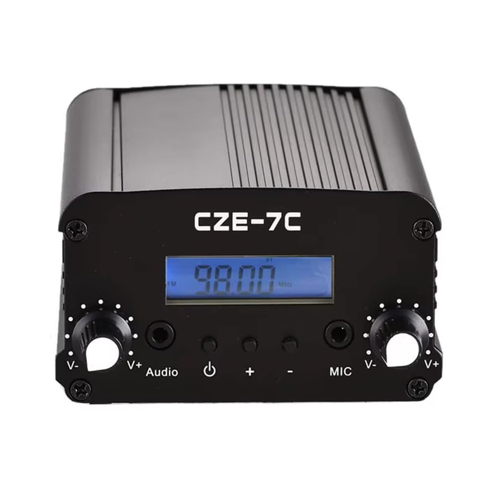 Transmisor de Radio FM de 1 W y 7 W CZE-7C, Amplificador Inalámbrico de FM de 76 A 108 MHz con Kit de Antena con Ventosa para Automóvil para Estación de Radio