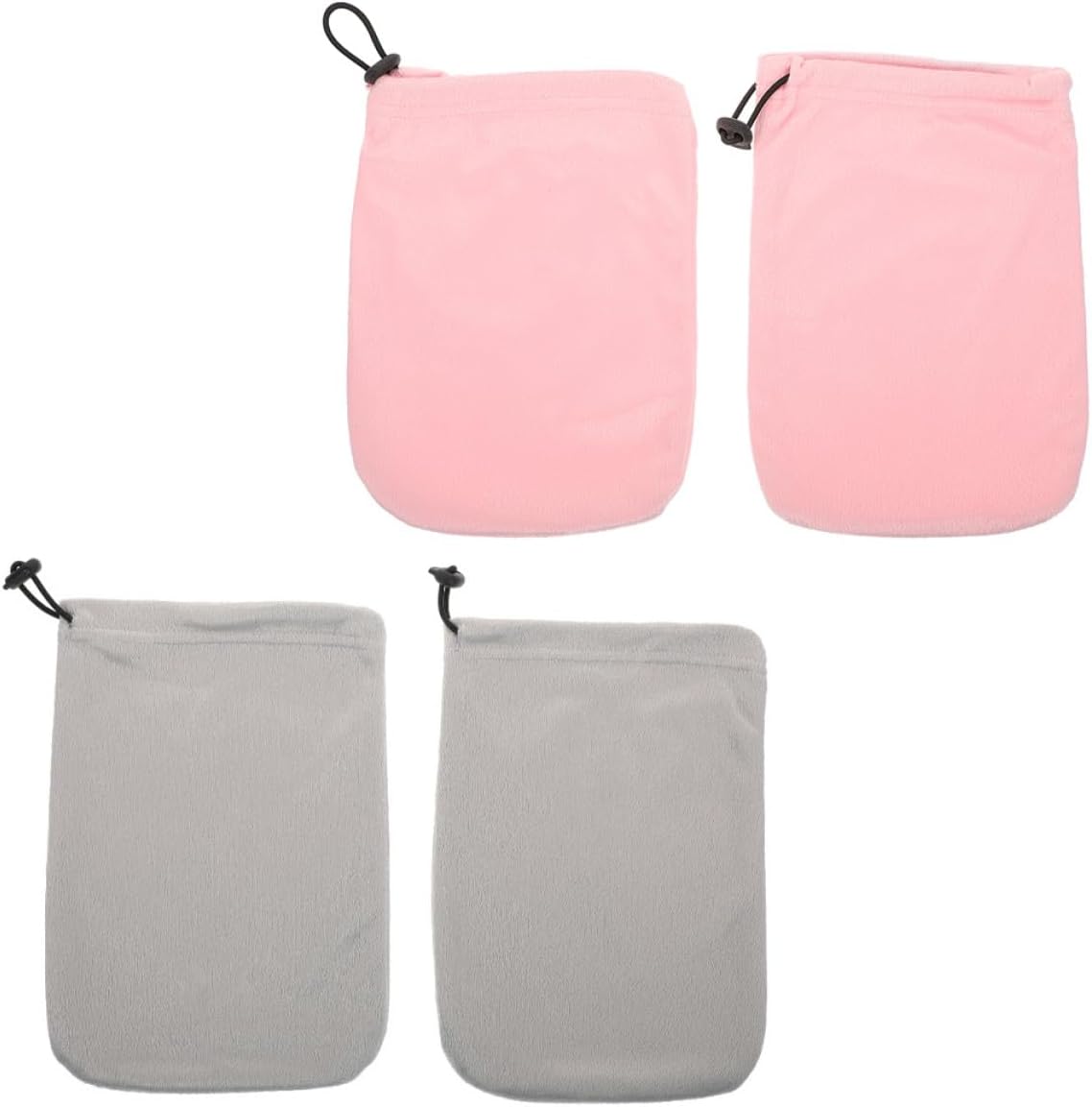 Wax Therapy Cotton Hand Mitts 4pcs Set Insulated Paraffin Wax Gloves for Moisturizing and Hand Care, Elastic Band, Pink and Gray for Spa and Home Use