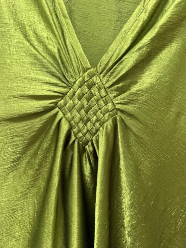 Image of RanRui Caftans for Women Solid Color Chiffon Plus Size Kaftan Dresses Beach Cover Up V Neck Batwing Sleeve Caftans Loungewear