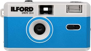 Ilford Sprite 35-II Reusable/Reloadable 35mm Analog Film Camera (Silver and Blue)
