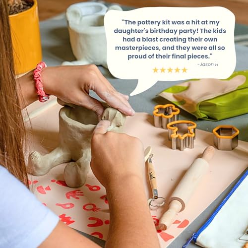 Image of Sculpd - The Original Kids Pottery Kit, Air-Dry Clay Starter Kit for Kids Age 4 to 6, Air Dry Clay with 10 Colour Paint Set, Paintbrushes, Tool Set, Alphabet Stampers, Sponge and Step-by-Step Guide