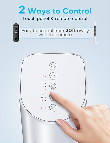 Miniatura 3 de BALKO Enfriador de aire evaporativo de 35 pulgadas, aire acondicionado de pantano mejorado 2024 con modo de enfriamiento, 3 velocidades,