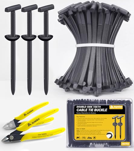 Upgraded Nylon Universal Cable Tie Buckles, Nylon Zip Ties Holders Kit, Automotive Zipper Clips Self-Locking T Rivet Zipties for Car Fender Trunk Bumper Repair, Home & Garage Patent Pending